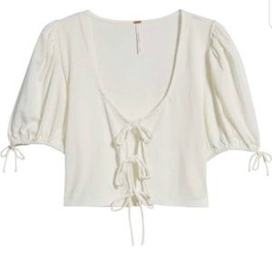 NWT Free People kitty tee ivory Sz S